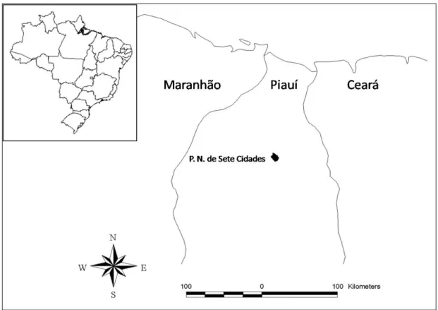 Figura 1. Localização geográfica do Parque Nacional de Sete Cidades, no  Estado do Piauí, Brasil