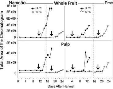 Fig. 3. Amount of volatile compounds by functional chemical group in the Nanicão and Prata samples.