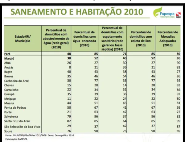 Figura 9 - Percentual de saneamento e habitação da RI do Marajó  