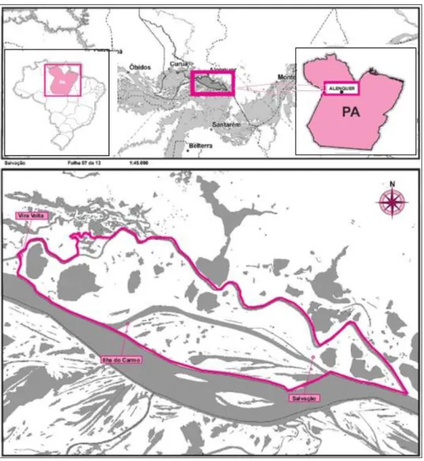 Figura 5 - Mapa do PAE Salvação no Município de Alenquer com a localização das comunidades 
