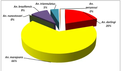 Figura  23  -  Percentual  de  espécies  de  mosquitos  anofelinos  coletados no período de outubro de 2007 a setembro de 2008
