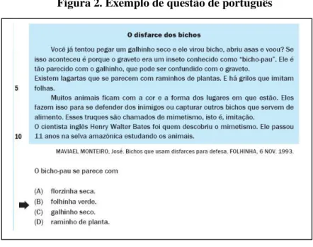 Figura 2. Exemplo de questão de português 