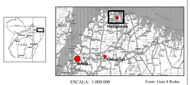 Figura 1: Localização da área de estudo na costa nordeste do Pará