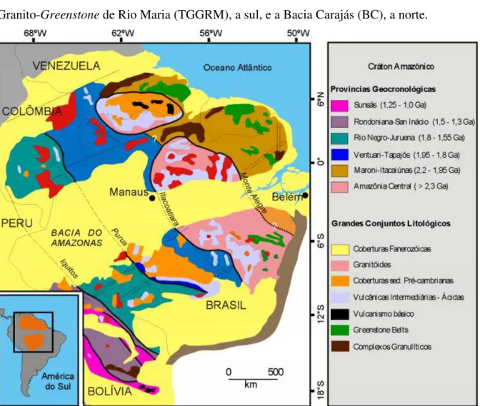 Figura  2  -  Províncias  Geocronológicas  do  Cráton  Amazônico  (modificado  de  Tassinari  &amp; 