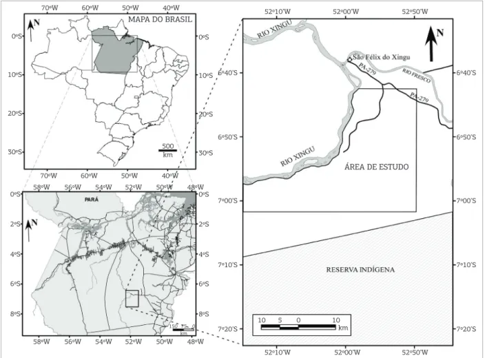 Figura 1. Mapa de localização da área sul de São Félix do Xingu.