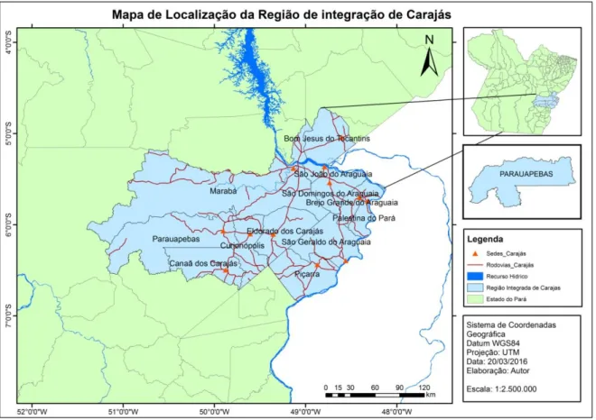 Figura 01: Mapa de Localização do Município de Parauapebas na Região de Integração do Carajás 