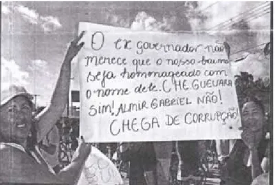 Foto apresentada pelo jornal O Diário do Pará, de 06/06/2005, demonstrando  insatisfação por parte de alguns moradores, durante protesto na BR-316, quanto ao 