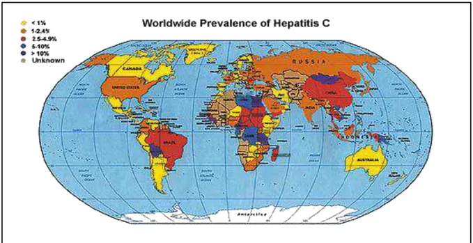 Figura 7: Prevalência mundial da Hepatite C  