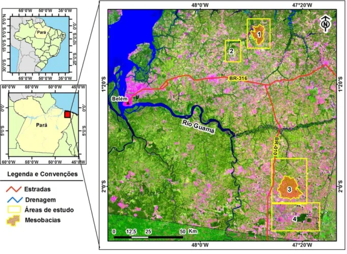 Figura 1 - Localização 4  das mesobacias estudadas e suas respectivas numerações como alvos de pesquisa do  Projeto Gestabacias