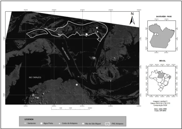 Figura 4- Localização das comunidades estudadas, várzea do Baixo rio Amazonas,   Santarém-PA