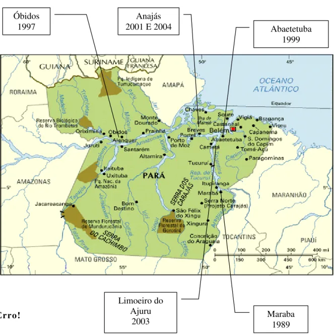Figura  1  –  Principais  surtos  de  febre  tifóide  registrados  pelo  Instituto  Evandro  Chagas, ocorridos no Estado do Pará, no período de 1989 a 2004