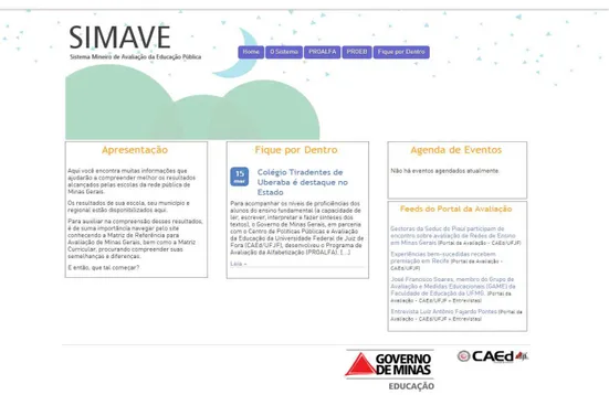 Figura 1: Sistema Mineiro de Avaliação da Educação Pública  Fonte: http://www.simave.caedufjf.net 