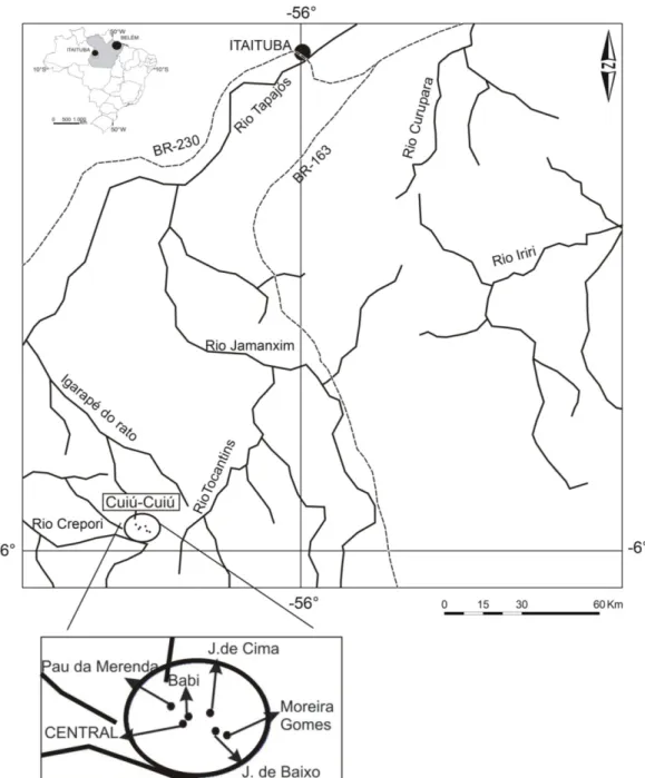 Figura  1.3  Localização  da  região  do  Cuiú-Cuiú  com  as  principais  vias  de  acesso