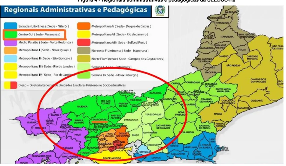 Figura 4 - Regionais administrativas e pedagógicas da SEEDUC/RJ 