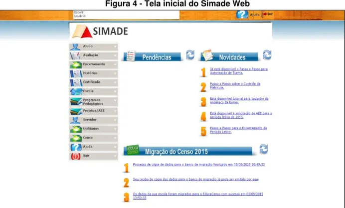 Figura 4 - Tela inicial do Simade Web