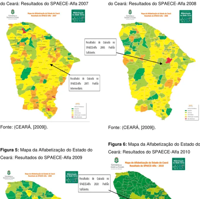 Figura  3  :  Mapa  da  Alfabetização  do  Estado  do Ceará: Resultados do SPAECE-Alfa 2007 