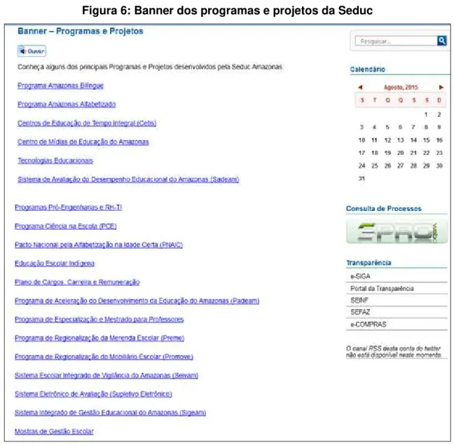 Figura 6: Banner dos programas e projetos da Seduc 