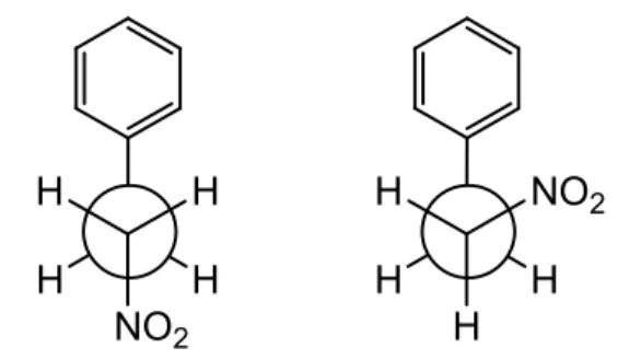 Figura 2 - Estruturas conformacionais anti e vici do nitrofeniletano. 