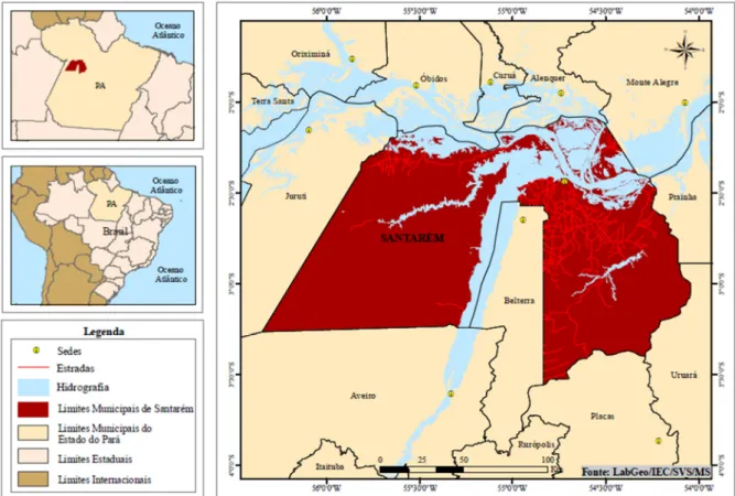 Figura 06 - Mapa de localização do município de Santarém                                    Fonte: Laboratório de Geoepidemiologia /IEC/SVS/MS