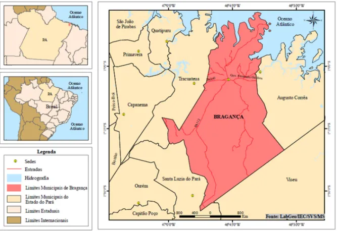 Figura 08 - Mapa de localização do município de Bragança                                    Fonte: Laboratório de Geoepidemiologia /IEC/SVS/MS 