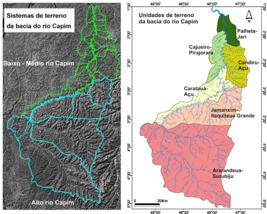 FIGURA 5.  Divisão adotada para a bacia hidrográfica do rio Capim.