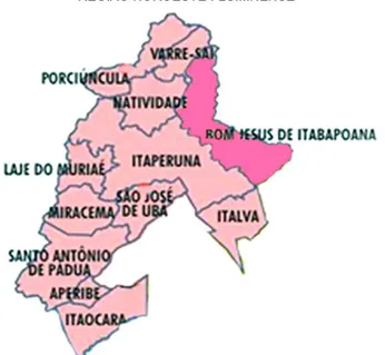 Figura 3 - Mapa dos Municípios de Abrangência da Regional Noroeste Fluminense 