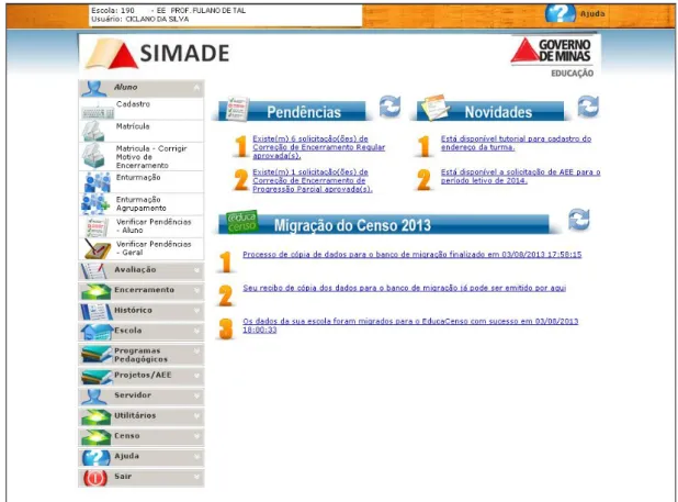Figura 2  –  Plataforma do SIMADE WEB 