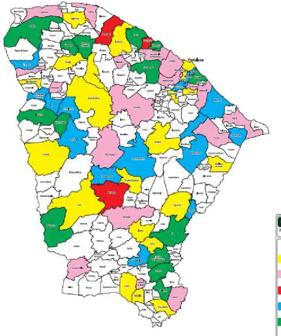 Figura 4  –  Distribuição da implantação de EEEPs no Ceará de 2008 a 2012. 