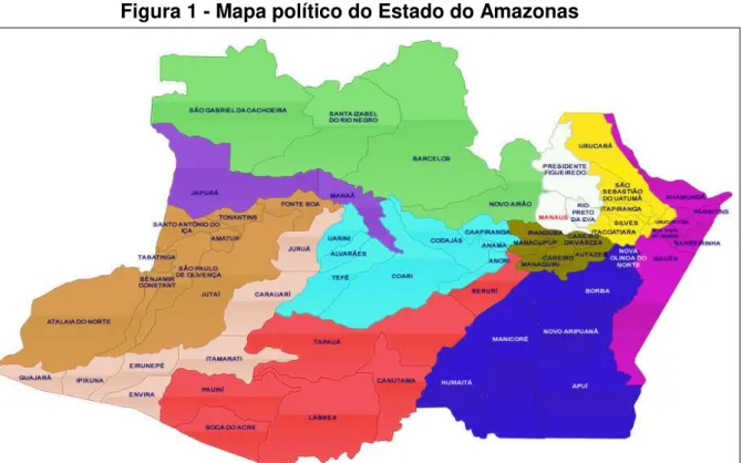 Figura 1 - Mapa político do Estado do Amazonas 