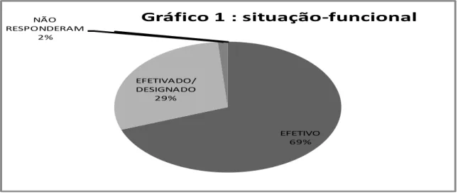 Gráfico 1- Situação funcional dos servidores responsáveis pelo setor de  pessoal das Escolas 