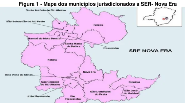 Figura 1 - Mapa dos municípios jurisdicionados a SER- Nova Era 