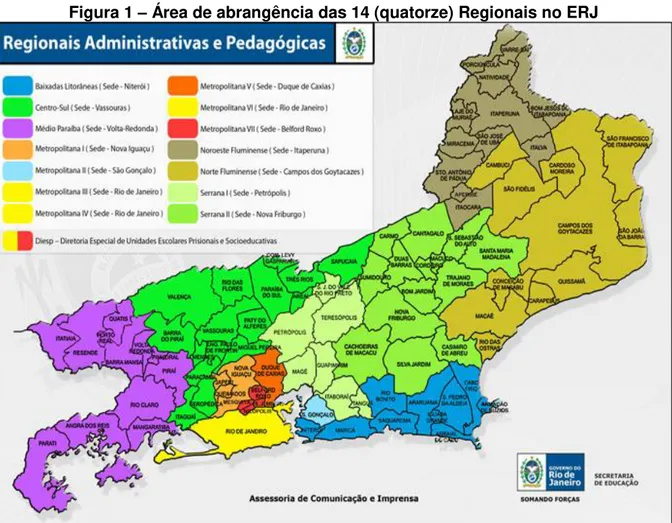 Figura 1  –  Área de abrangência das 14 (quatorze) Regionais no ERJ 