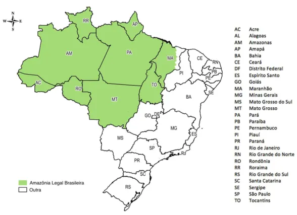 Figura 4.2. Brasil com 27 unidades federativas (Amazônia e outras regiões). 