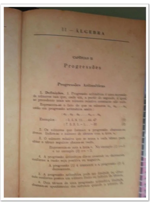 FOTO 6  – CAPÍTULO III “ PROGRESSÃO ARITMÉTICA”, página 39.