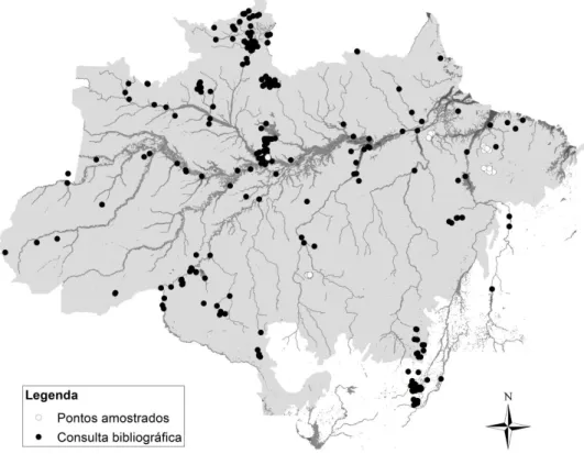 Figura  1  Mapa  demonstrando  a  distribuição  das  143  espécies  de  Ephemeroptera  para  a 145 