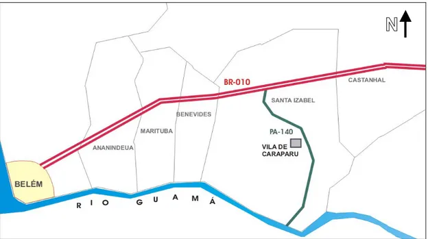 Figura 4: Visualização do trajeto principal até a Via de Caraparu. 