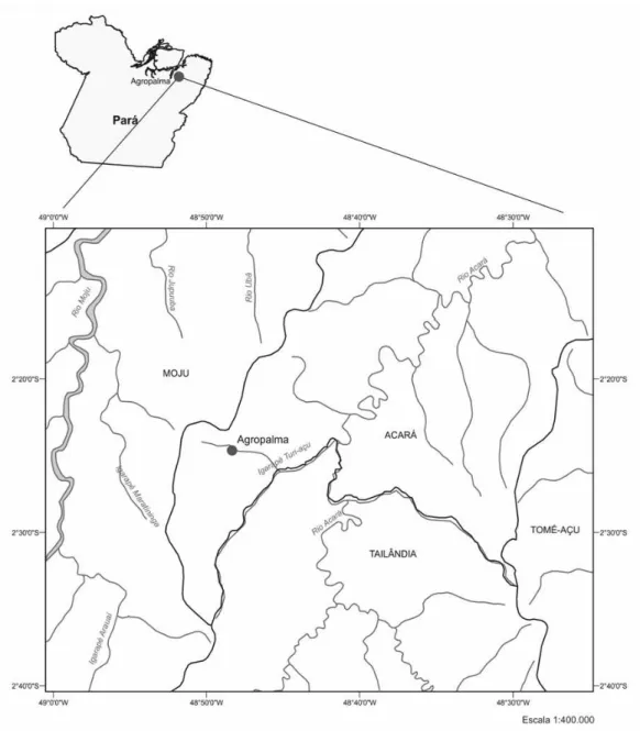 Figura 1: Localização da área de estudo (Agropalma) no Estado do Pará, Brasil. 