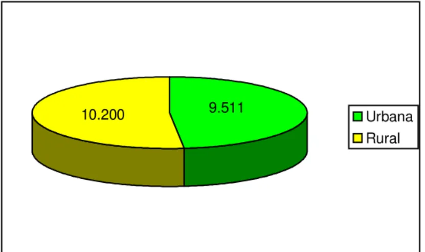 Figura 12 − População do Município de Valente-Ba por Zona  Fonte: IBGE/PNAD: 2004. 
