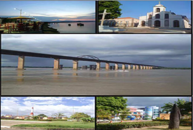 Figura 7: Centro Histórico, construção da ponte sobre o Rio Tocantins e construção da Cidade de Marabá às  margens do Rio Itacaiunas