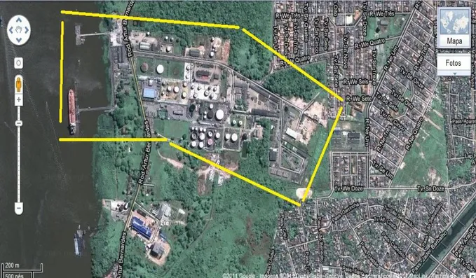 Figura 01 - Terminal Petroquímico de Miramar, visão de satélite (Fonte: Google  Mapas/2011) 