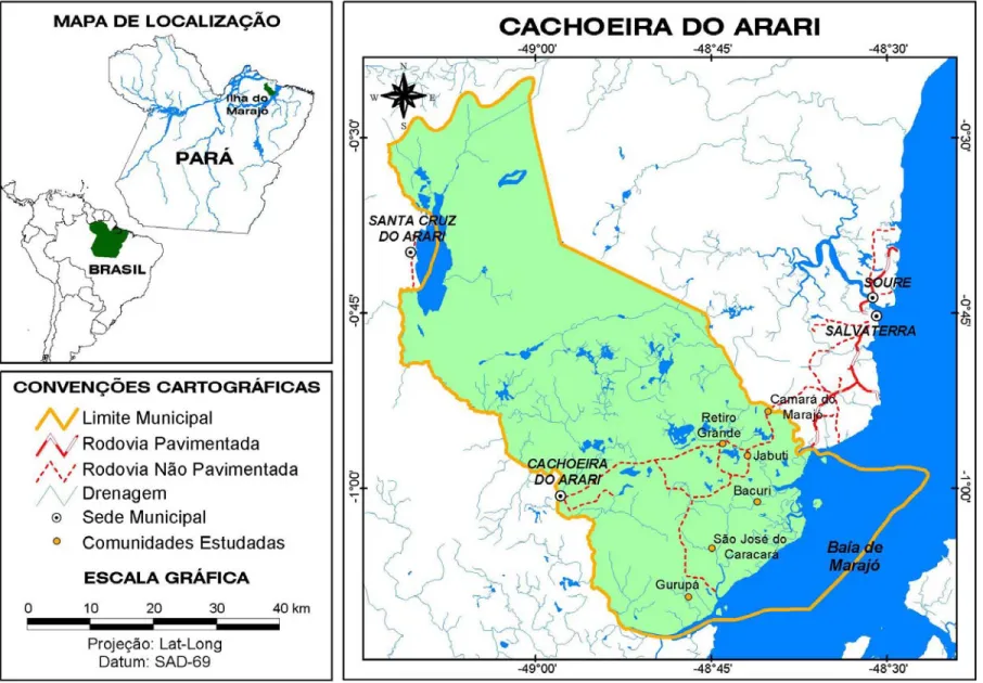 Figura 03: Mapa de localização do município de Cachoeira do Arari na Ilha do Marajó – Pará – Brasil