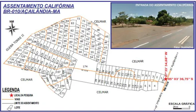 Figura 8: Mapa de Divisão em Lotes do Projeto Assentamento Califórnia. 