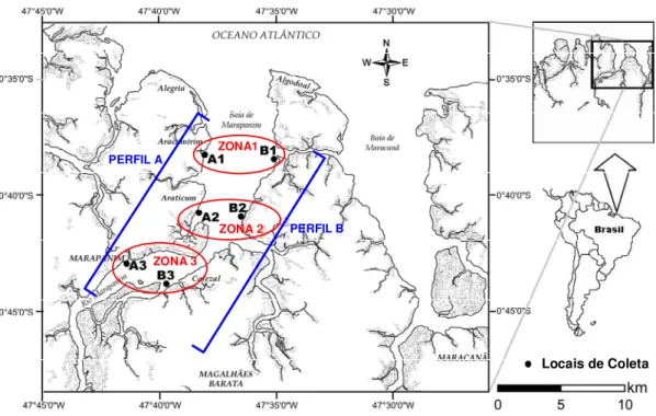 Figura  1  -  Mapa  com  a  localizaç ão  dos   locais  de  coleta  (elaborado  por Antonio Sérgio Silv a de Carv alho)