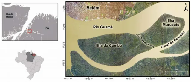 FIGURA 1 - Localização da área de estudo – Ilha do Combu e Ilha Murucutu (Belém – PA)