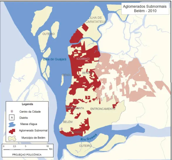 Figura 1  –  Aglomerados subnormais  –  Belém 2010  Fonte: IBGE (2010) 
