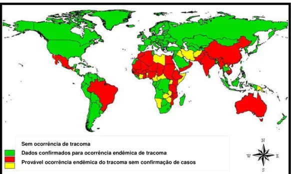 FIGURA 8 - Mapa da distribuição global do tracoma, 2009. 