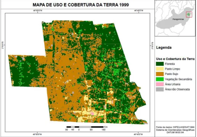 Figura 13: Mapa de uso e cobertura da Terra do assentamento Paragonorte Fonte: INPE/LANDSAT (1999) 