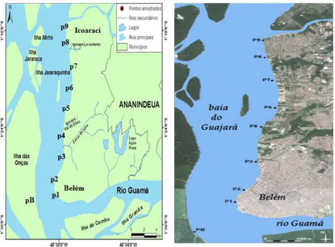 Figura 11 - Mapa de localização dos pontos de coleta Fonte: Modificado do Google Earth  (2011)