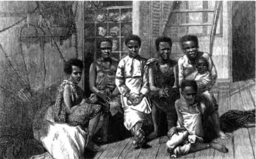figura  4.2  Um  grupo  de  mulheres  oromas  a  bordo  do  HMS  Daphne  depois  de  sua  libertação  de  um  veleiro leste -africano