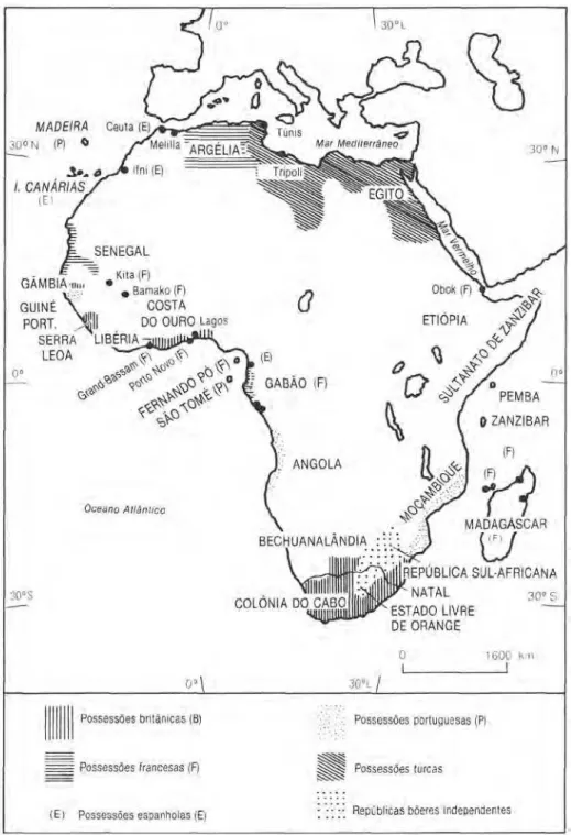 figura 1.1  A África em 1880, em vésperas da partilha e da conquista. 